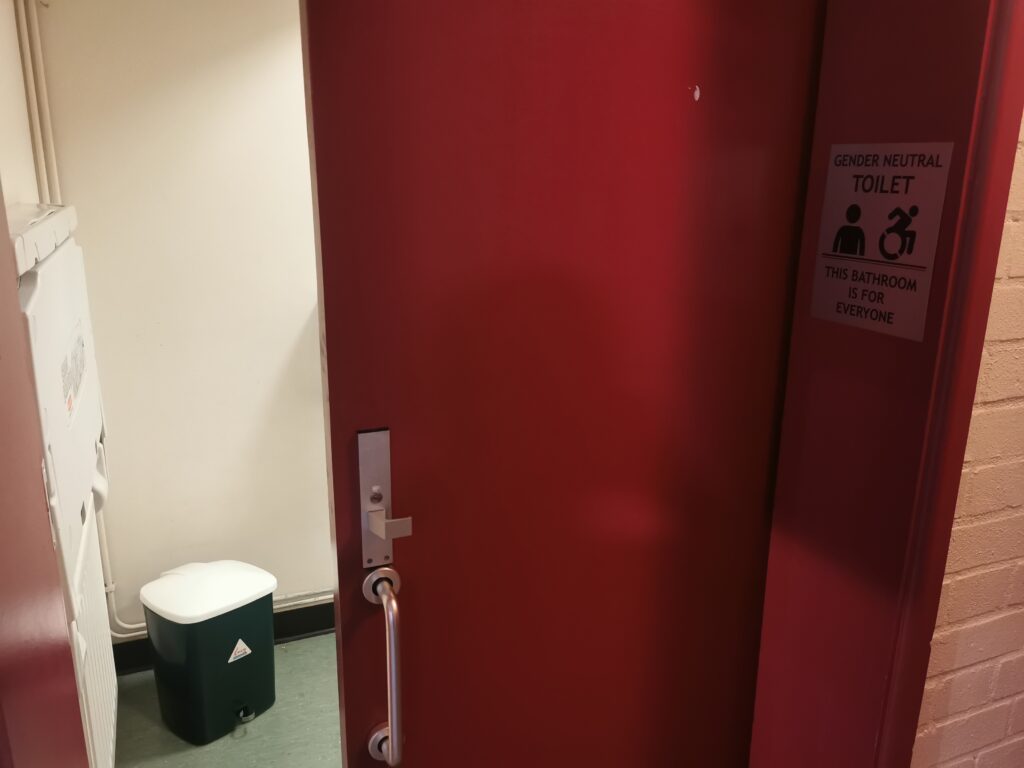 Sliding door on our main accessible toilet